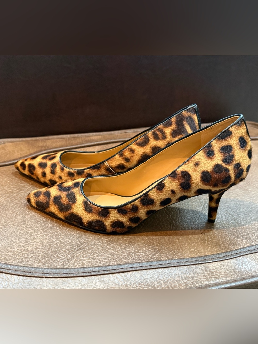Nine West Leopard Print Pointed-Toe Kitten Heels